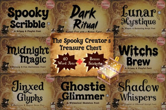 Spooky Creator Treasure Font Bundle for Designers