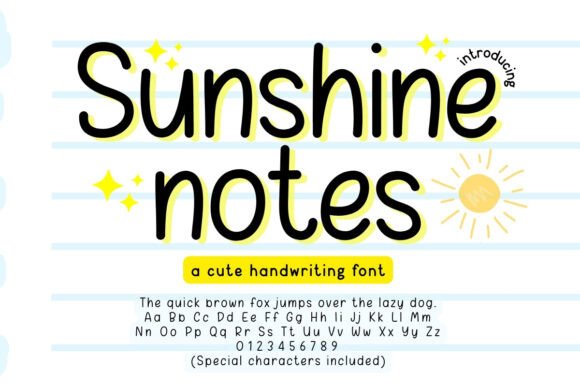 Sunshine Notes: A Playful Handwriting Typeface for Digital Creators